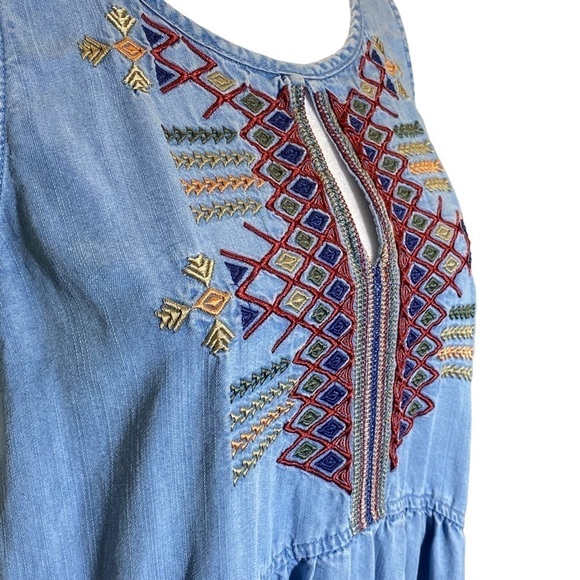 Grey & Gray women 8 lyocell embroidered boho sleeveless knee length dress - Picture 5 of 9